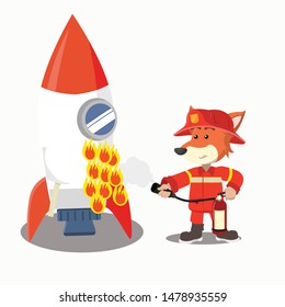 fox fire extinguisher put out burning rocket