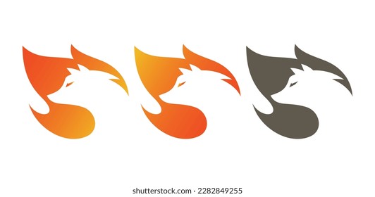 Fox Fire Head Logo Vector Icon Symbol Template. Foxy Fire Logo