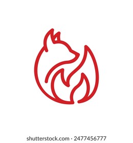 Fox Fire line Plantilla de diseño creativo moderno
