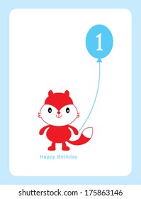 fox first birthday card