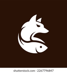 Fox and fish animal illustration creative design