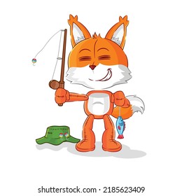 the fox fisherman illustration. character vector