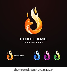 fox flame design logo template