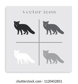 Fox flat black and white vector icon.