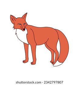 Fox flat and line minimalist style. Vector illustration