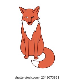 Fox flat and line minimalist style. Vector illustration