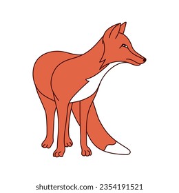 Fox flat and line minimalist style. Vector illustration