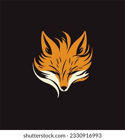 fox flat logo illustration design. fox head silhouette icon