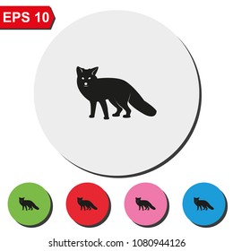 Fox flat round colorful vector icon.