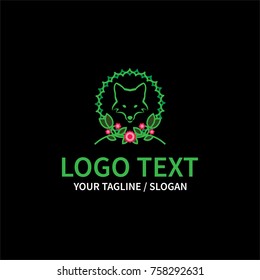 fox and flower florist logo
