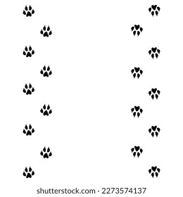 Fox foot print, animal paw print isolated on white background