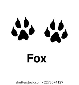 Fox foot print, vector icon illustration, animal paw print isolated on white background