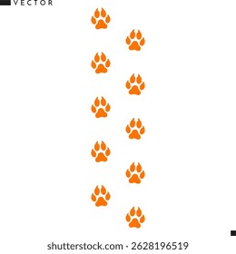Pegada Fox. Trilha animal. Impressão de pata de raposa feneca