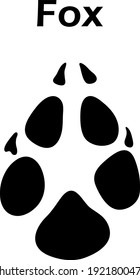 Fox Footprint. Black Silhouette Design. Vector Illustration.