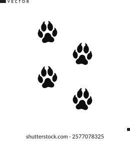 Fox footprints silhouette. Animal footprints vector. Wild animal track  