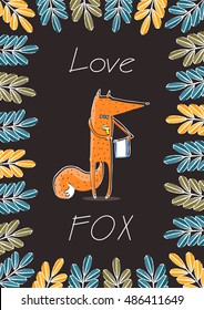 Fox in the forest carries whiskey