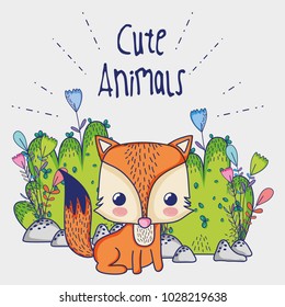 Fox in the forest doodle cartoons