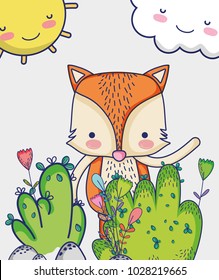 Fox in the forest doodle cartoons