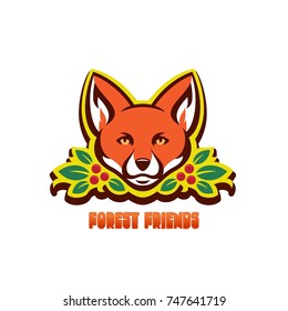 Fox in forest modern vector logo concept