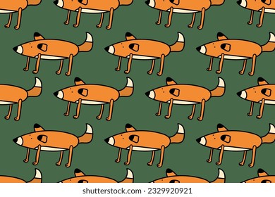 Fox, foxy, foxes. Funny forest animals. Cute and nice cartoon  friends. Trendy, stylish, fashionable, seamless vector pattern for design and decoration.
 