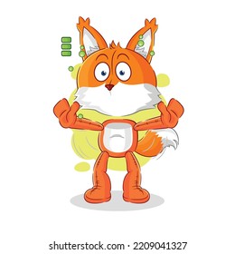the fox full battery character. cartoon mascot vector
