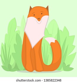 Fox. Funny Fox vector icon in flat style