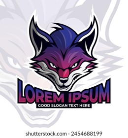 Fox esport logo de juegos, diseño de mascota de logotipo de cabeza de zorro, icono de Vector de dibujos animados de zorro, logotipo de mascota de jugador