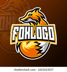 Fox gaming mascot logo design vector template for sport and esport team 