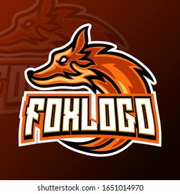 Fox gaming mascot logo design vector template for sport and esport team 