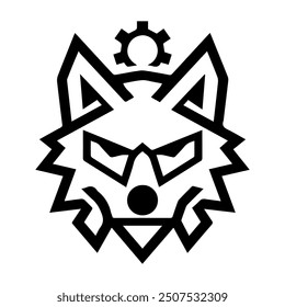 Logotipo de Fox Gear o icono de línea moderno. Vector línea de arte y diseño de iconos con contorno en negrita. Blanco y negro Pixel Símbolo minimalista perfecto para aislar el fondo blanco. Logotipo creativo