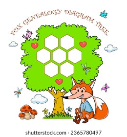 ÁRBOL DE DIAGRAMA GENEALOGY FOX. ILUSTRACIÓN DEL VECTOR
