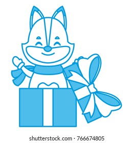 Fox in gift box