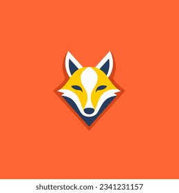 Fox ginger muzzle silhouette with shadow zoo hunting symbol logo vector flat illustration. Carnivorous wild animal head portrait aggressive predator orange foxy wildlife dangerous furry character