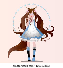 Fox girl vector art