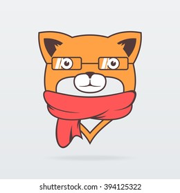 Fox in glasses with a scarf