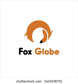 Fox globe logo, Simple emblem, icon used for business company, technology, etc