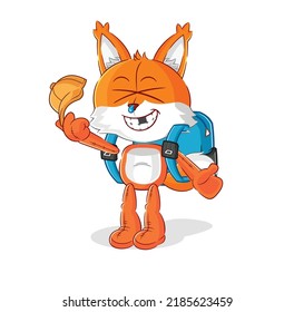 the fox goes to school vector. cartoon character