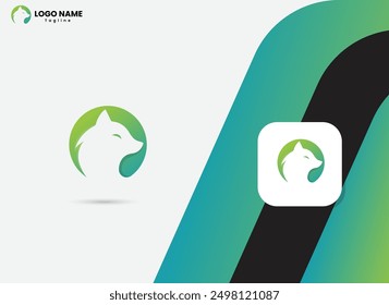 Fox gradient color head logo design. Wolf head vector art. Animal Fox logo design. Business template. Abstract wolf design