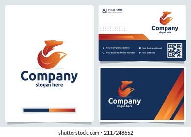 fox gradient color ,logo design and business card
