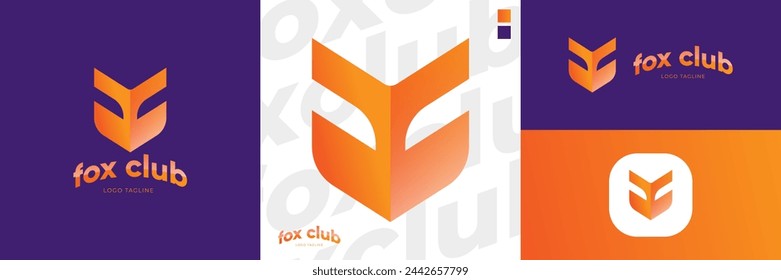 fox gradient logo set vector design. gradient abstract shapes fox logo