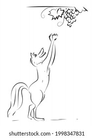 fox and GRAPES fable story, VECTOR LINE