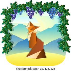 Fox and grapes. Paper style