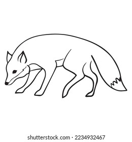 diseño gráfico de zorro ilustración vectorial, dibujo de tatuajes de arte, dibujo a mano, uso de impresión