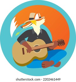 fox with guitar, vector character