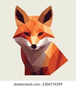 fox half body illustration graphics in low polygon, geometric, low poly style