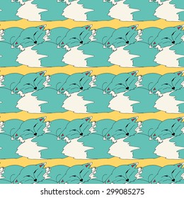 Fox. hand drawn seamless pattern background. Vector illustration