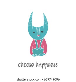 Fox in hand drawn style for cards, fabric and nursery decor. Vector illustration. Isolated on white background