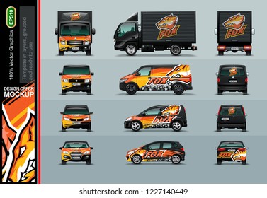 Fox head in an abstract composition. Layout offers for your business. Mockup in layers and ready to use.