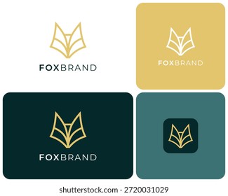 Cabeza de zorro Línea Abstractas Estilo de contorno de arte Concepto elegante de lujo Diseño de logotipo de Vector Ilustración