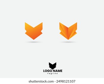  Fox head abstract shape logo. Creative Fox business minimal logo design art. Wolf head design with gradient color